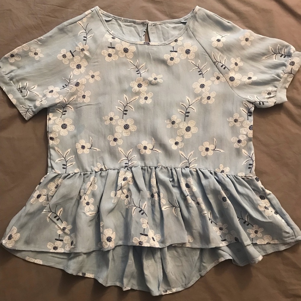 Multi-Color Flower Peplum Top